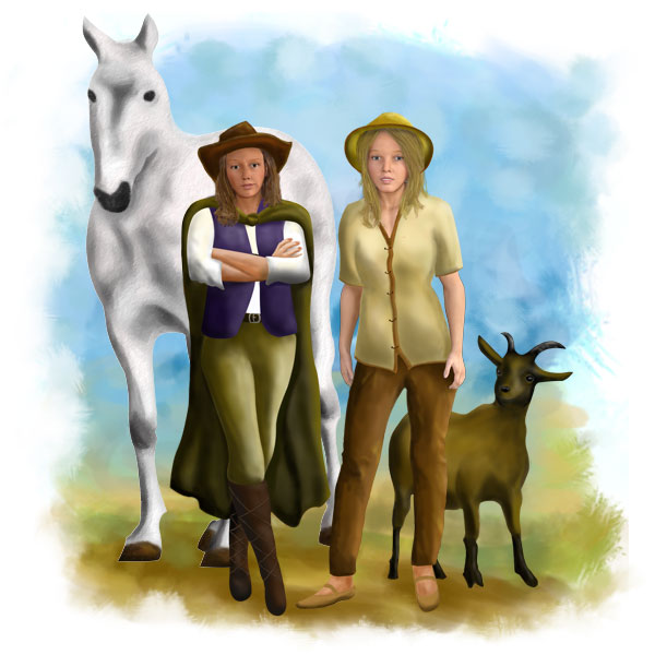 Silvi Farthing and Eiferra - with goat and horse!